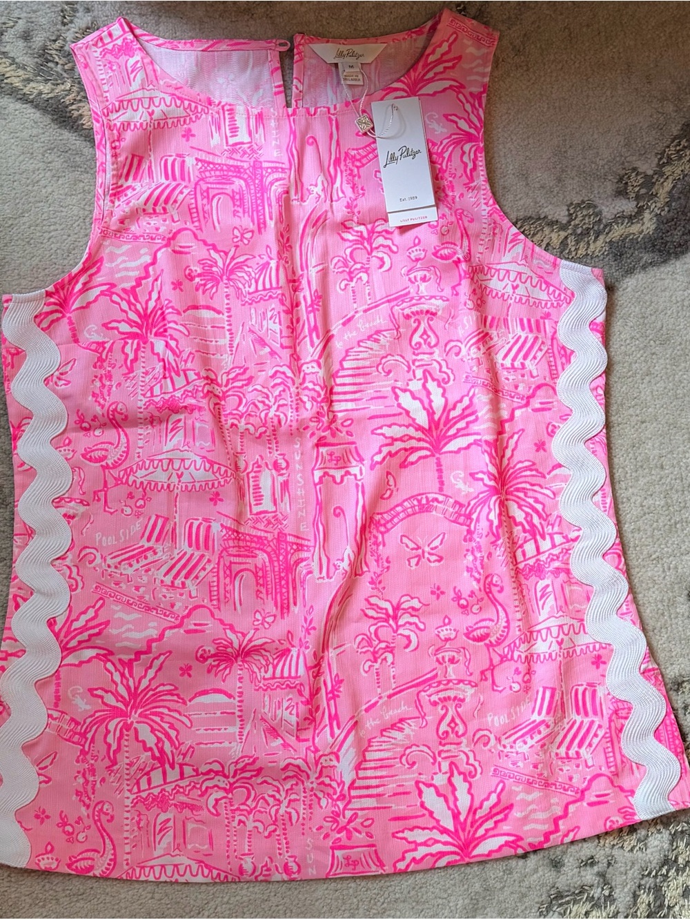 Lilly Pulitzer Neon Pink Sleeveless Tunic and Short Set - Picture 3 of 4